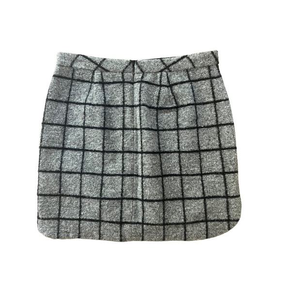 Madewell Academia Wool Shirttail Mini Skirt in Plaid Grid Check Gray Size 4 - Picture 7 of 8